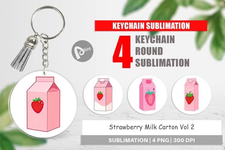 Keychain Strawberry Milk Carton