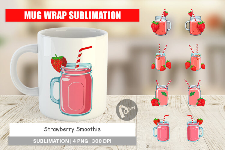 Mug Wrap Strawberry Smoothie example image 1