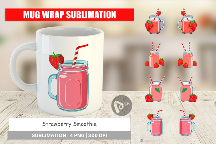 Mug Wrap Strawberry Smoothie