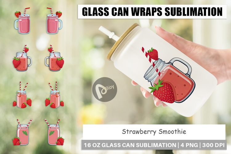 Glass Can Strawberry Smoothie