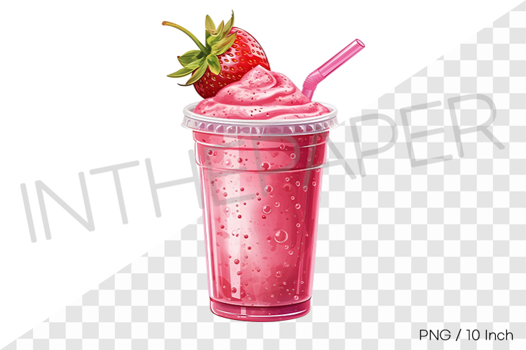 Strawberry smoothie PNG Drink art beverage summer cartoon