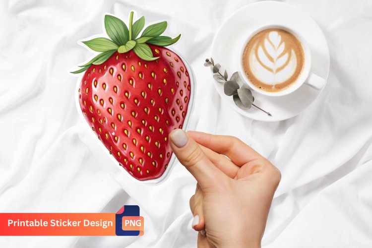 Strawberry Sticker, Red Strawberry Decal, Fruit Sticker