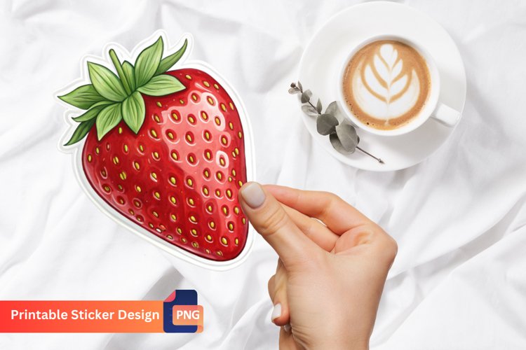 Strawberry Sticker, Red Strawberry Decal, Fruit Sticker