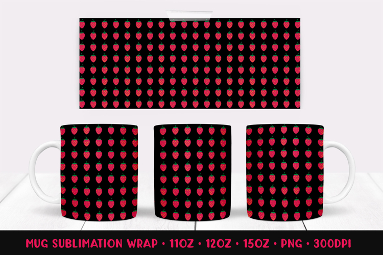 Strawberry Mug Sublimation Design. Summer Mug Wrap PNG 08
