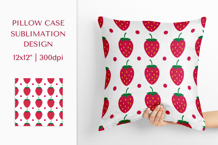 Strawberry Pillow Case Sublimation. Summer Pillow Design 001