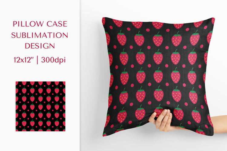 Strawberry Pillow Case Sublimation. Summer Pillow Design 002