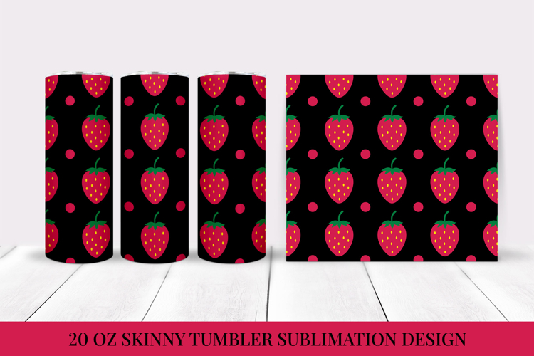 Strawberry Tumbler Sublimation Wrap. Summer Tumbler PNG 07