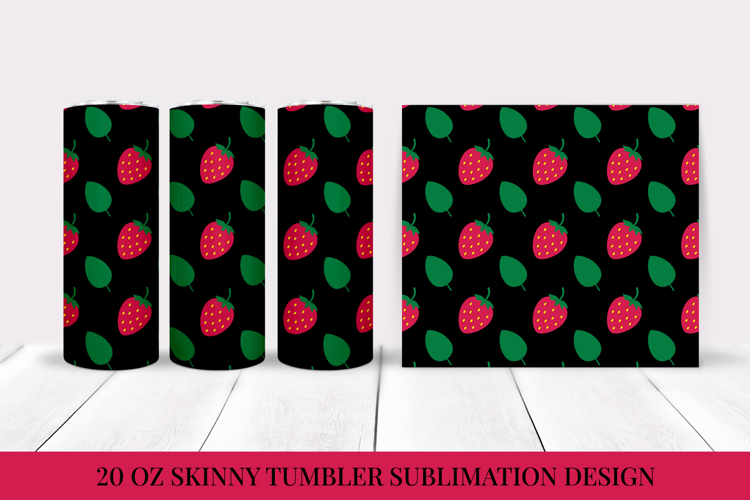 Strawberry Tumbler Sublimation Wrap. Summer Tumbler PNG 011