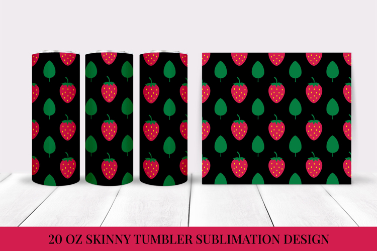 Strawberry Tumbler Sublimation Wrap. Summer Tumbler PNG 012