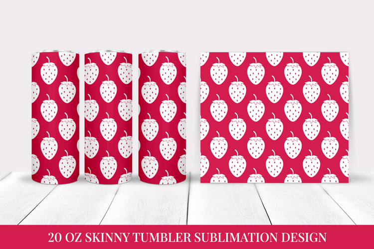 Strawberry Tumbler Sublimation Wrap. Summer Tumbler PNG 015