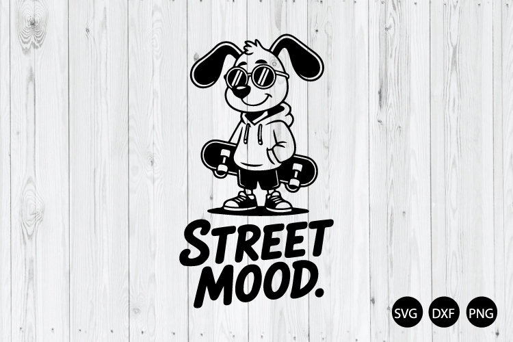 Street Mood SVG, Dog Ski SVG, Funny Dog SVG