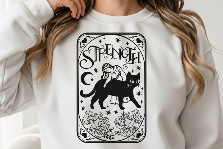 Strength Cat Tarot Card - SVG example image 1