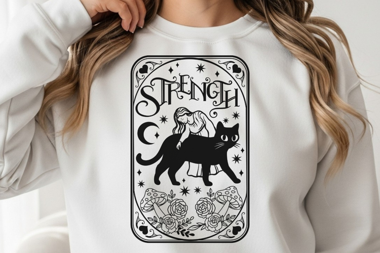 Strength Cat Tarot Card - SVG