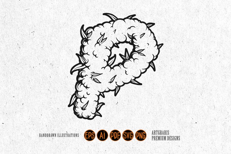 Striking unique P lettering cannabis smoke silhouette example image 1