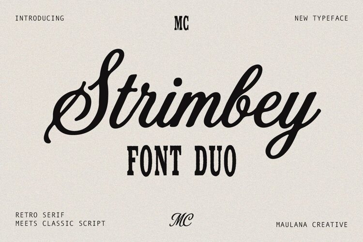 Strimbey Retro Serif Classic Script Font Duo example image 1
