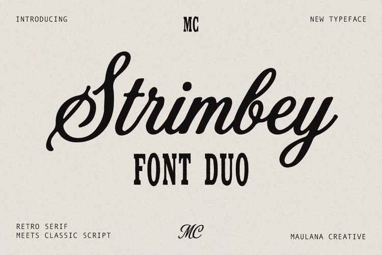 Strimbey Retro Serif Classic Script Font Duo