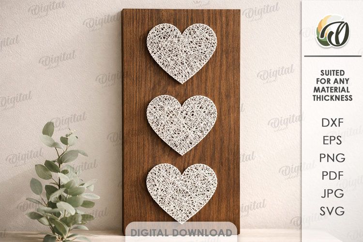 String Art Decor Laser Cut. Wall Decor. Hearts SVG
