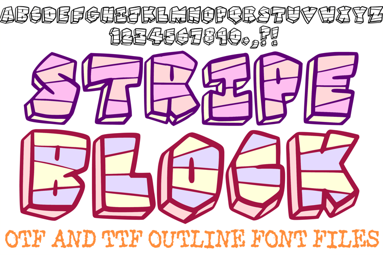 Stripe Block Lettering Font Chunky ABC OTF Type