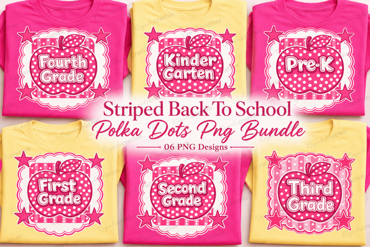 Striped Back To School Polka Dots Sublimation Design