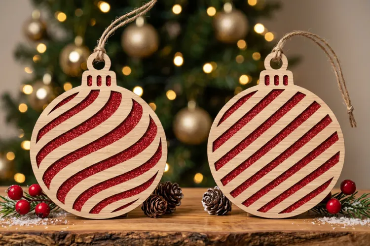 Striped Christmas Bauble SVG Laser Cut File For Crafters