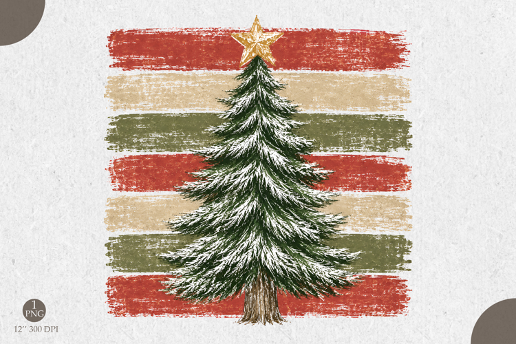 Striped Christmas Tree PNG,Vintage Christmas Sublimation