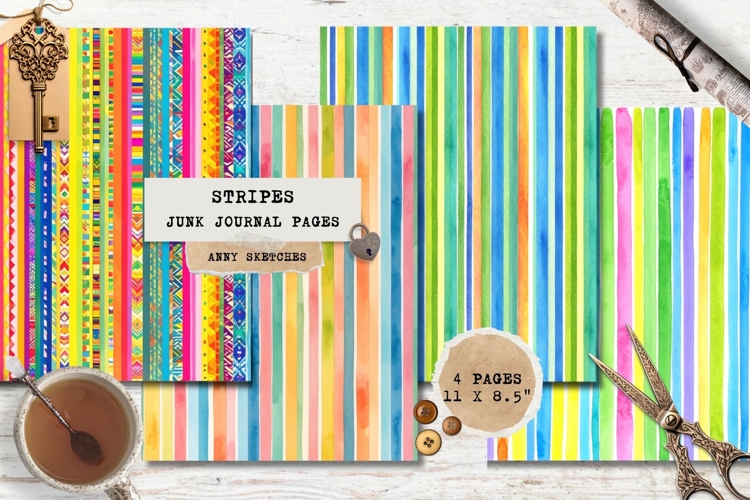 Mexican Stripes Junk Journal Pages Serape Printable Set
