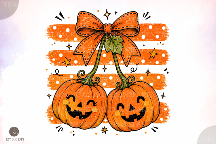 Striped Pumpkin Cherries Png,Vintage Halloween Pumpkin Png