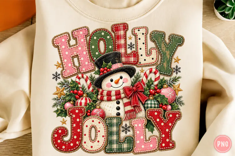 Striped Retro Christmas Holly Jolly PNG