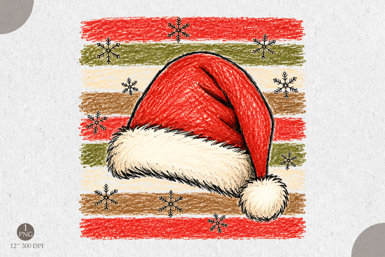 Striped Santa Hat PNG,Vintage Christmas Sublimation