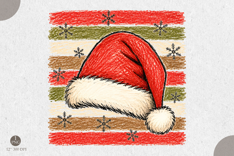Striped Santa Hat PNG,Vintage Christmas Sublimation