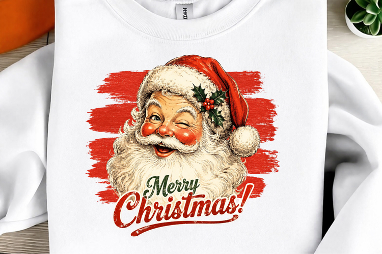 Striped Santa PNG Retro Santa Claus Png