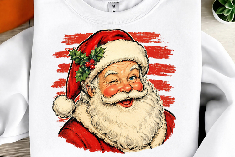 Striped Santa PNG Retro Santa Claus Png