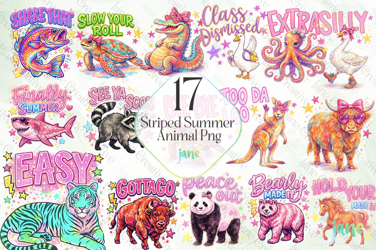 Striped Summer Animal Png Clipart