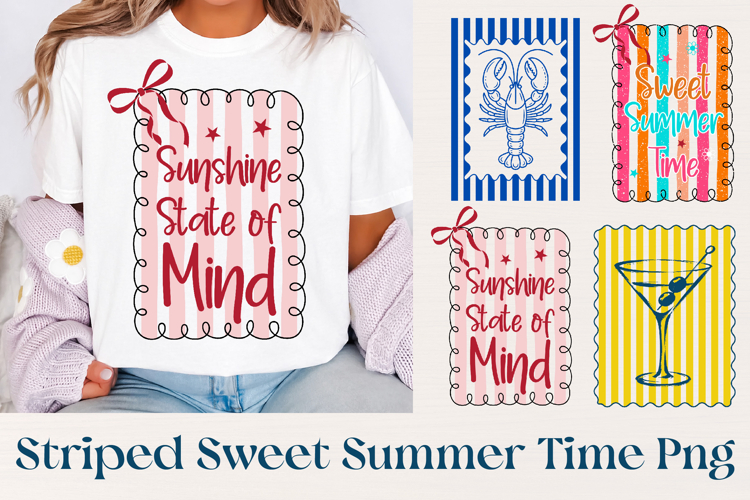 Striped Sweet Summer Time Png, Preppy Summer Shirt Design