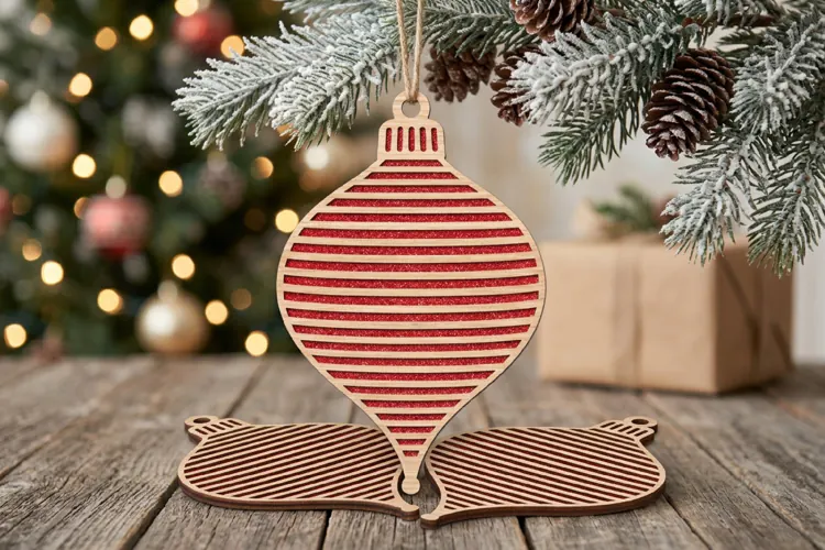 Striped Wood Christmas Ornament SVG Stripes Laser Cut