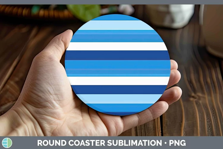 Stripes Blue Round Coaster Sublimation Coaster Designs