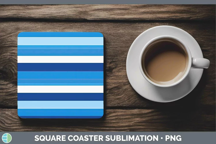 Stripes Blue Square Coaster Sublimation Coaster Designs