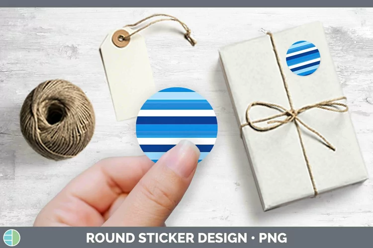 Stripes Blue Stickers | Round Labels Designs