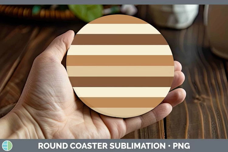 Stripes Brown Round Coaster Sublimation Coaster Designs