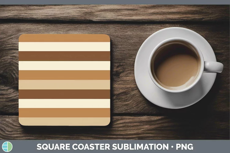 Stripes Brown Square Coaster Sublimation Coaster Designs