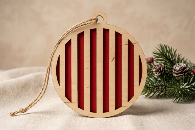 Stripes Christmas Ornament SVG Laser Cut Design File