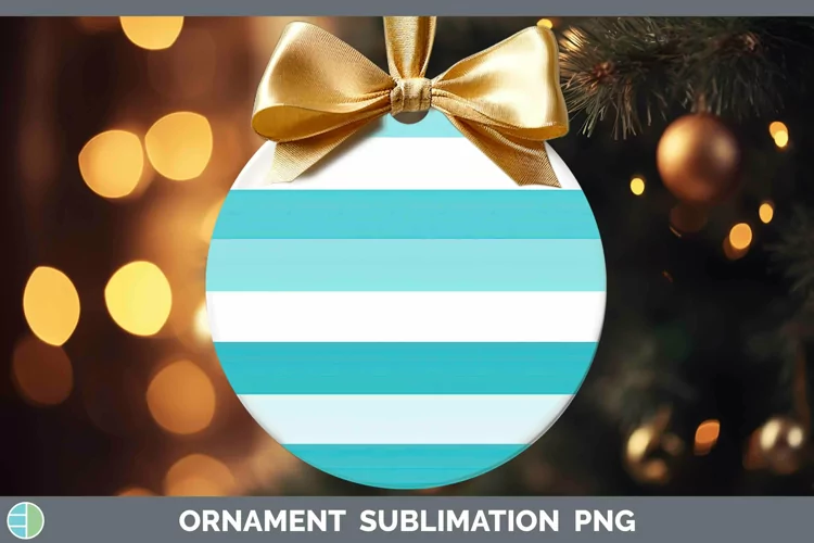 Stripes Cyan Ornament Sublimation Bauble Designs