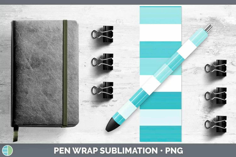 Stripes Cyan Pen Wrap Sublimation Epoxy Pen Designs
