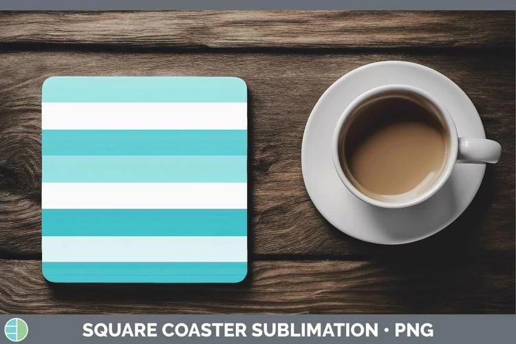 Stripes Cyan Square Coaster Sublimation Coaster Designs