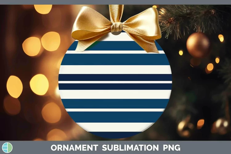 Stripes Dark Blue Ornament Sublimation Bauble Designs