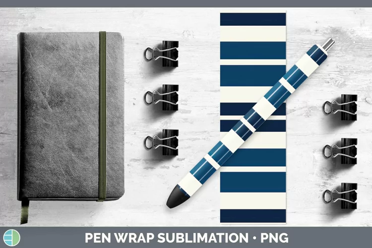 Stripes Dark Blue Pen Wrap Sublimation Epoxy Pen Designs