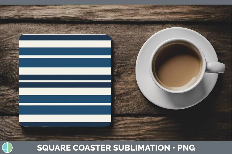 Stripes Dark Blue Square Coaster Sublimation Coaster Designs