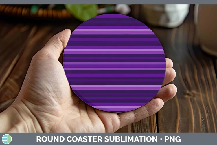 Stripes Deep Purple Round Coaster Sublimation Coaster Design