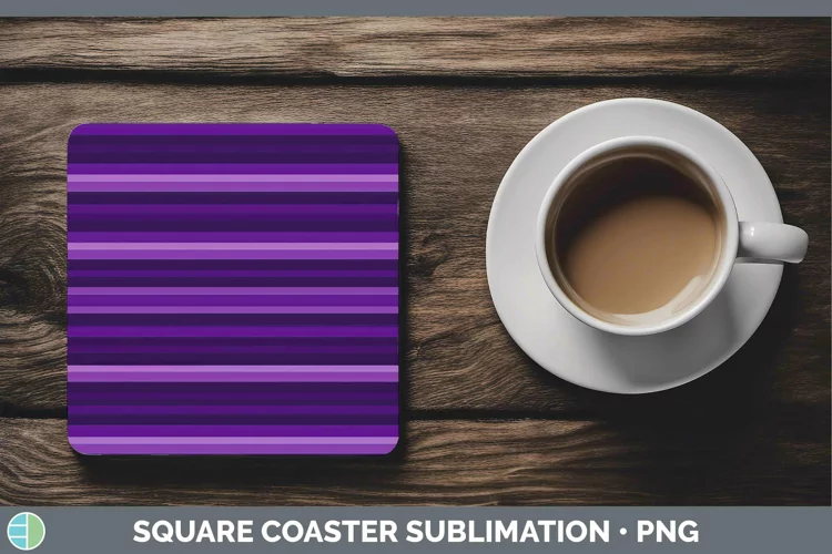 Stripes Deep Purple Square Coaster Sublimation Coaster Desig