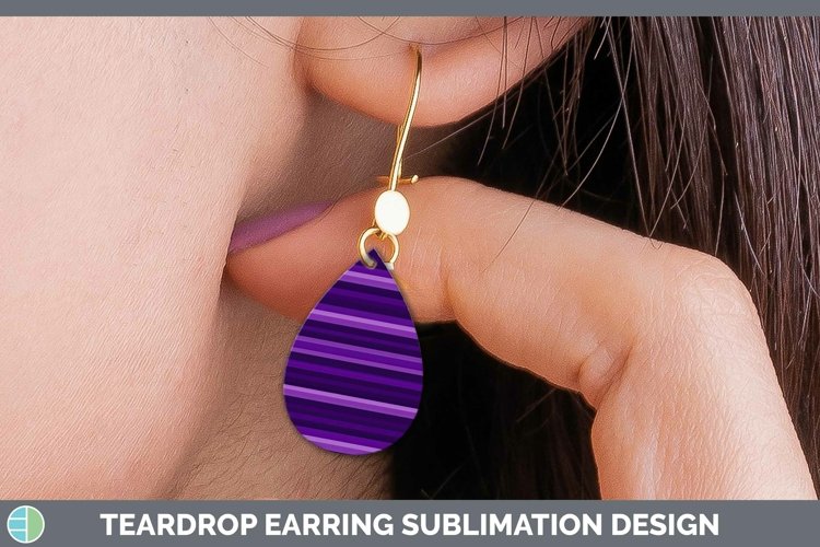 Stripes Deep Purple Teardrop Earrings Sublimation Earrings D